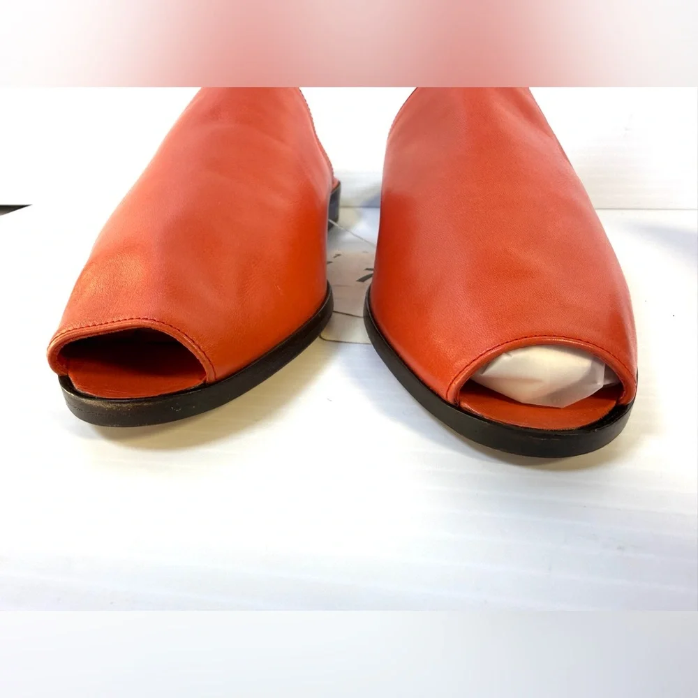 Barneys New York Red Leather Slide Mules - Picture 3 of 10